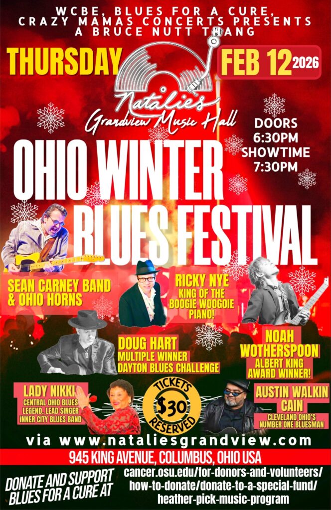 Flyer: Ricky Nye @ Natalie’s Grandview for Ohio Winter Blues Fest